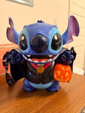Disneyland Stitch Vampire Halloween Popcorn Bucket with Orange Pumpkin